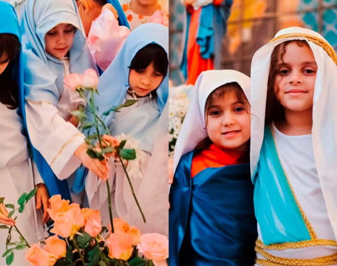 Novena à Mãe de Deus tem início,  em Catalão, com terço na gruta e  presença das crianças